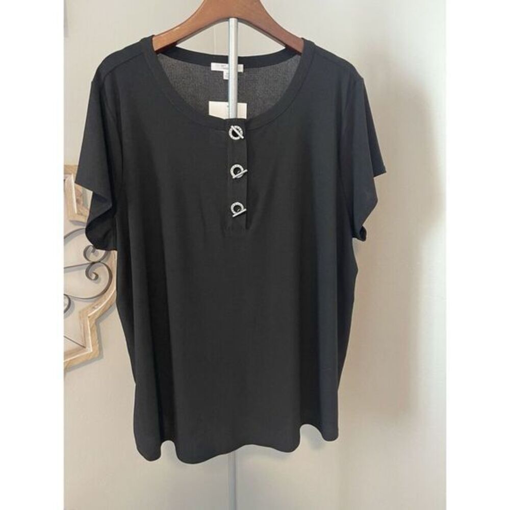 89th & Madison Women's Black Top Toggle Button Neck Sz 2XL NWT